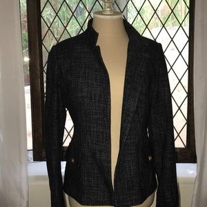 Dark grey heathered blazer with gold buttons